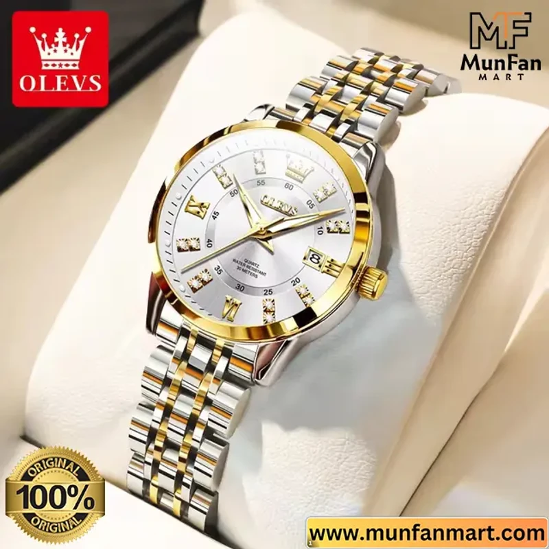 Original OLEVS 3620 Woman’s Watch Silver Golden