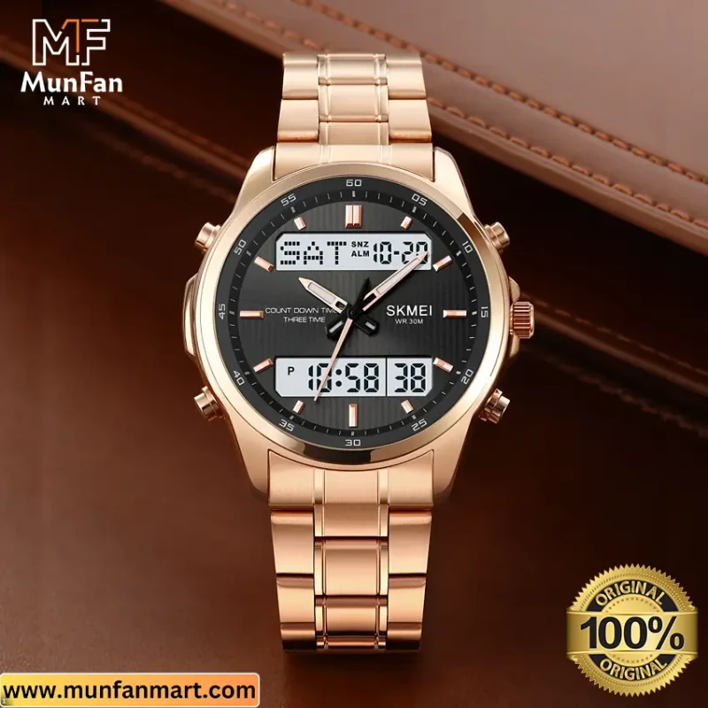 Original SKMEI 2049 Dual Time Multifunctional Man’s Watch Rose Gold