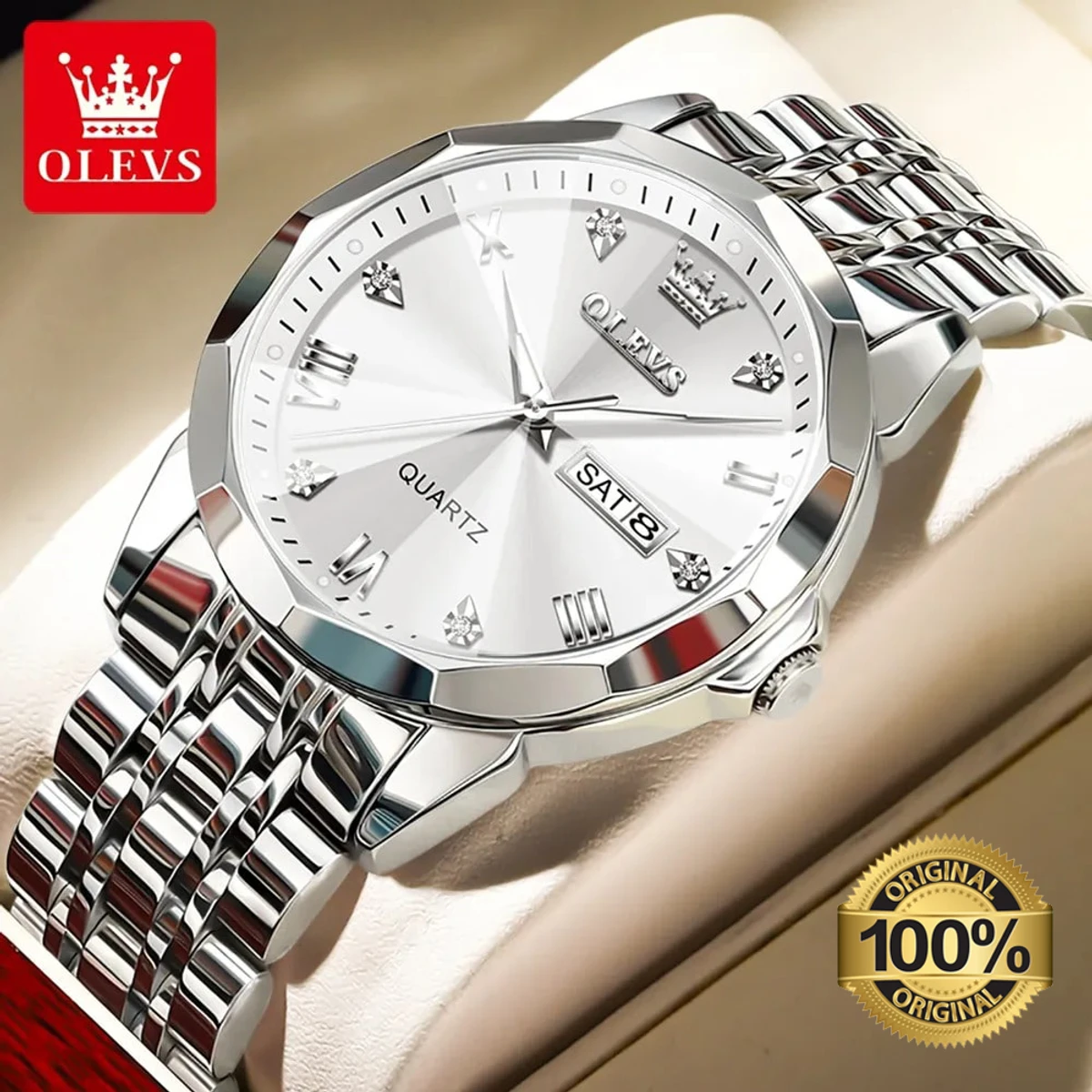 Original OLEVS 9931 Man’s Watch Full Silver