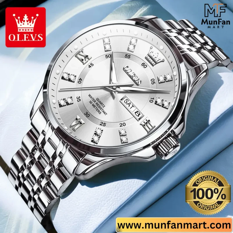 Original OLEVS 3620 Full Silver Man’s Watch