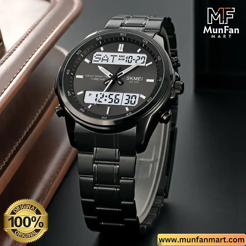 Original SKMEI 2049 Dual Time Multifunctional Man’s Watch Full Black