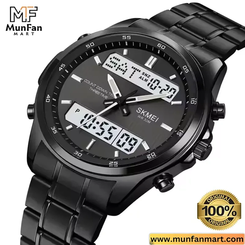 Original SKMEI 2049 Dual Time Multifunctional Man’s Watch Full Black - Image 3