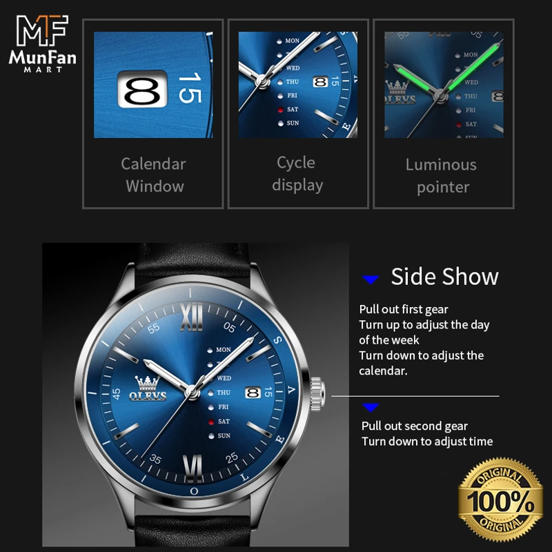 Original OLEVS 2931 Blue Man’s Watch - Image 3