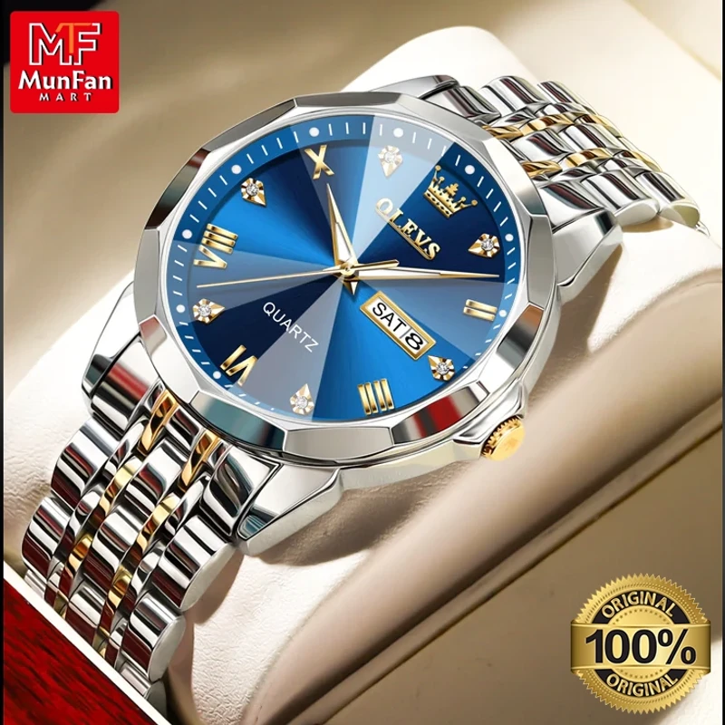 Original OLEVS 9931 Man’s Watch Golden Blue - Image 5