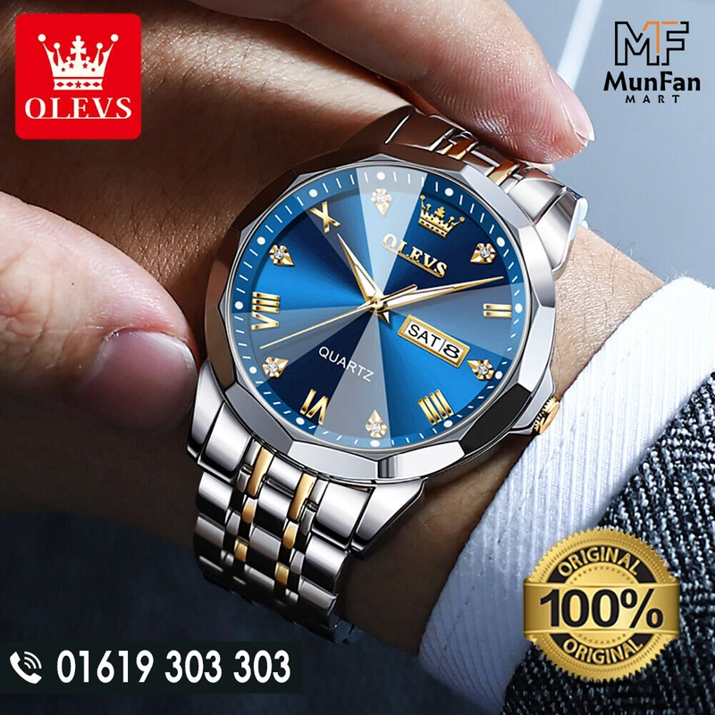 Original OLEVS 9931 Man’s Watch Golden Blue