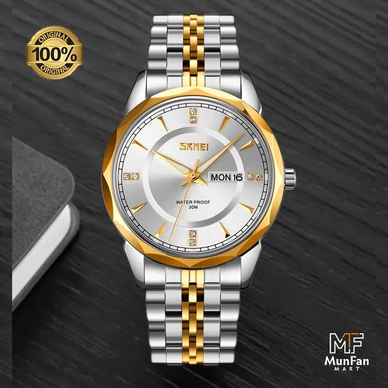 Original SKMEI 9268 Golden Silver Man's Watch