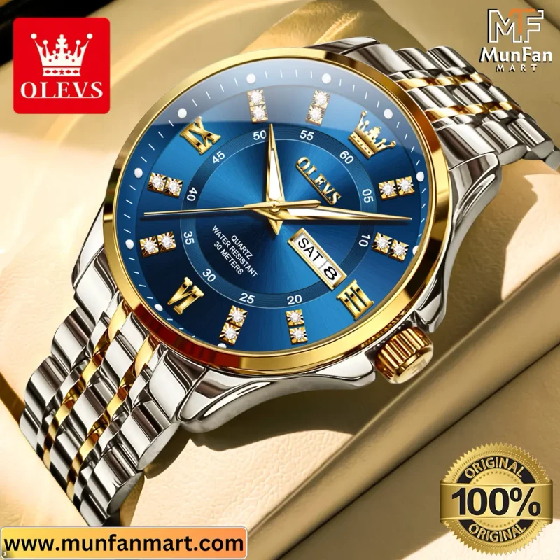 Original OLEVS 3620 Silver Blue Man’s Watch