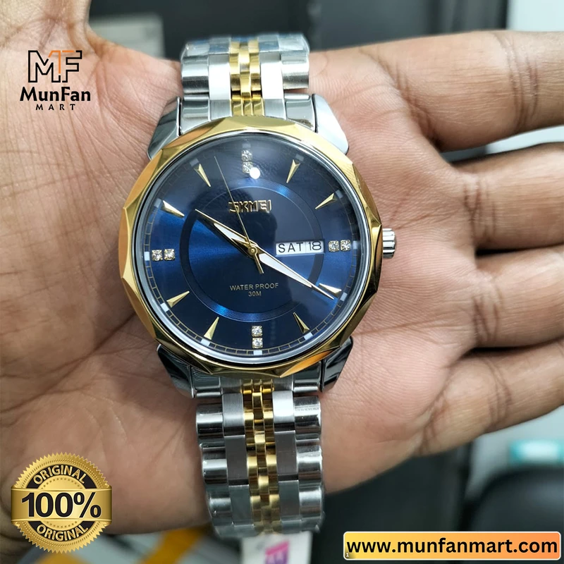 Original SKMEI 9268 Golden Blue Mans Watch