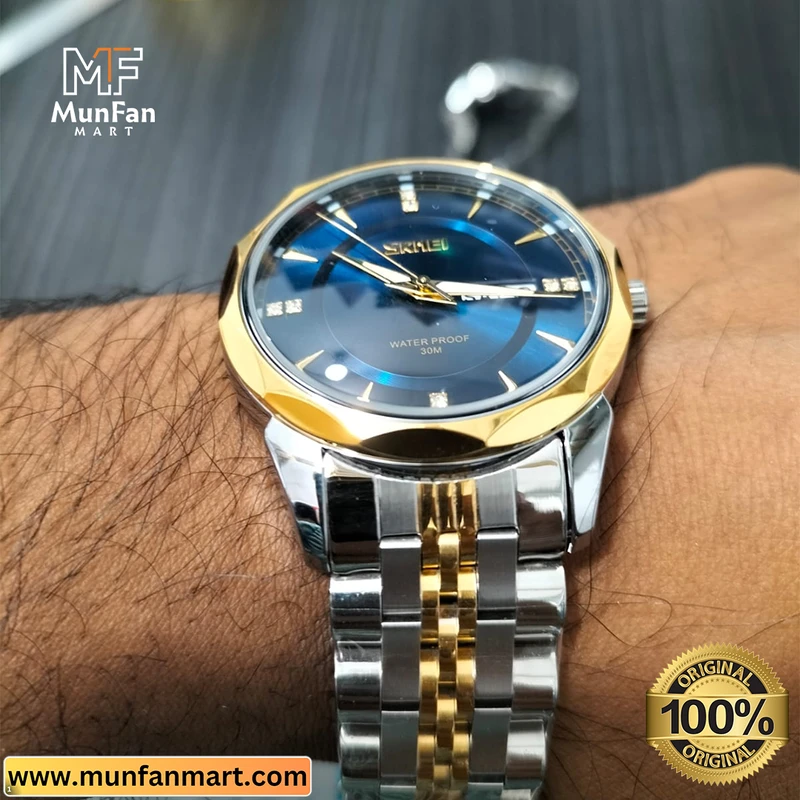 Original SKMEI 9268 Golden Blue Mans Watch - Image 3