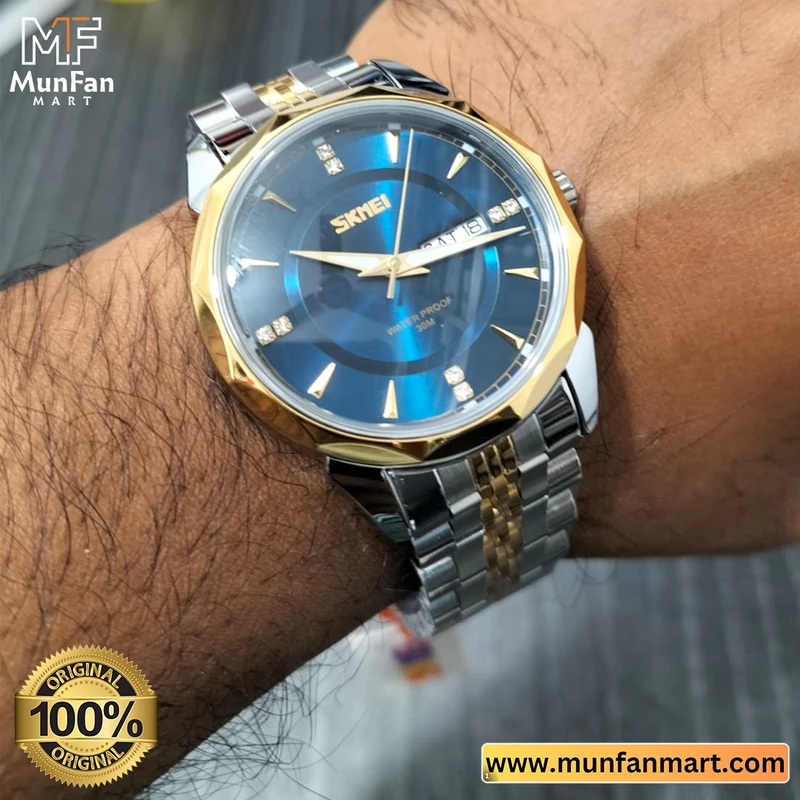 Original SKMEI 9268 Golden Blue Mans Watch