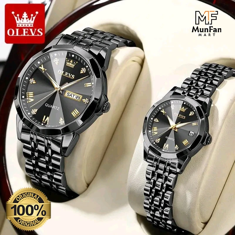 Original OLEVS 9931 Couple Watch Full Black