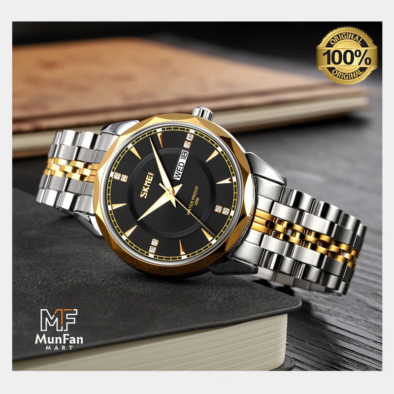 Original SKMEI 9268 Golden Black Man's Watch